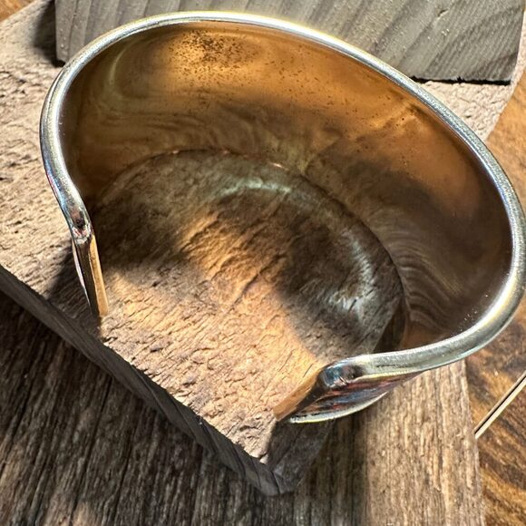 Boho Southwestern Feather Turquoise Floral Wide Cuff Bangle Bracelet, Ships in - Picture 5 of 8